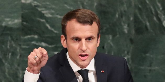 Emmanuel Macron devant l'assemblée de l'ONU le 19 septembre 2017 à New