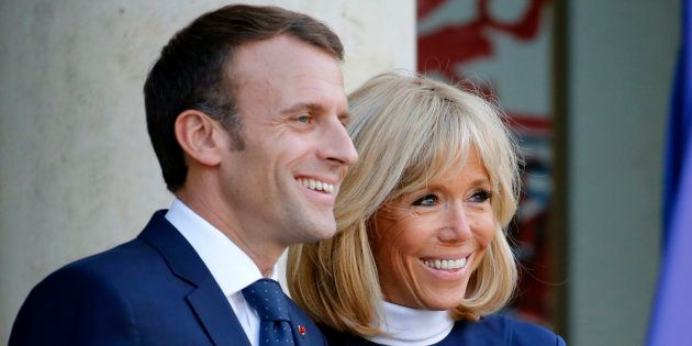 Emmanuel et Brigitte Macron à l'Elysée le 8 octobre
