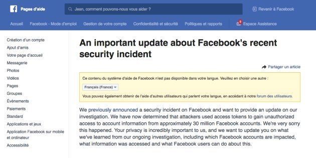 Facebook: des données de 29 millions de personnes compromises lors du dernier