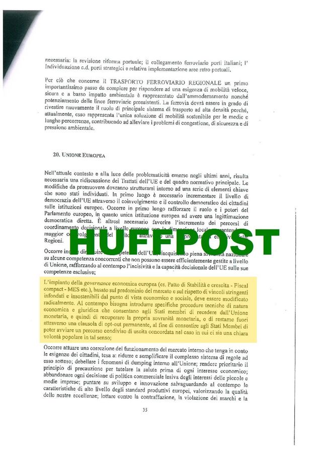 Ce contrat de gouvernement des populistes dévoilé par le HuffPost italien prévoyait la sortie de