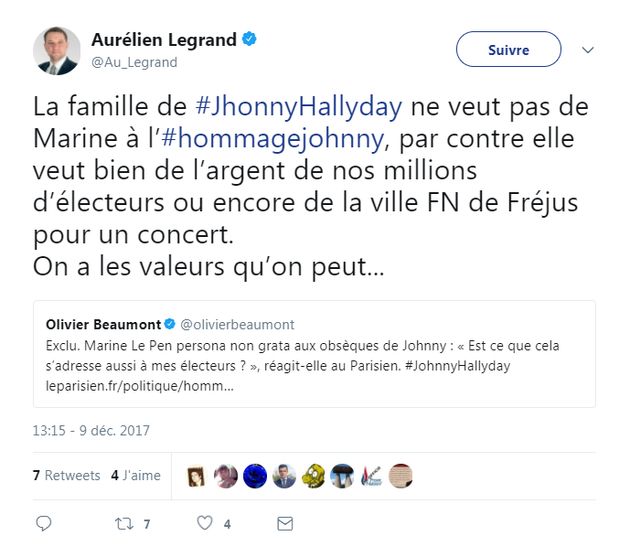 Hommage à Johnny Hallyday à la Madeleine: Marine Le Pen persona non grata à la