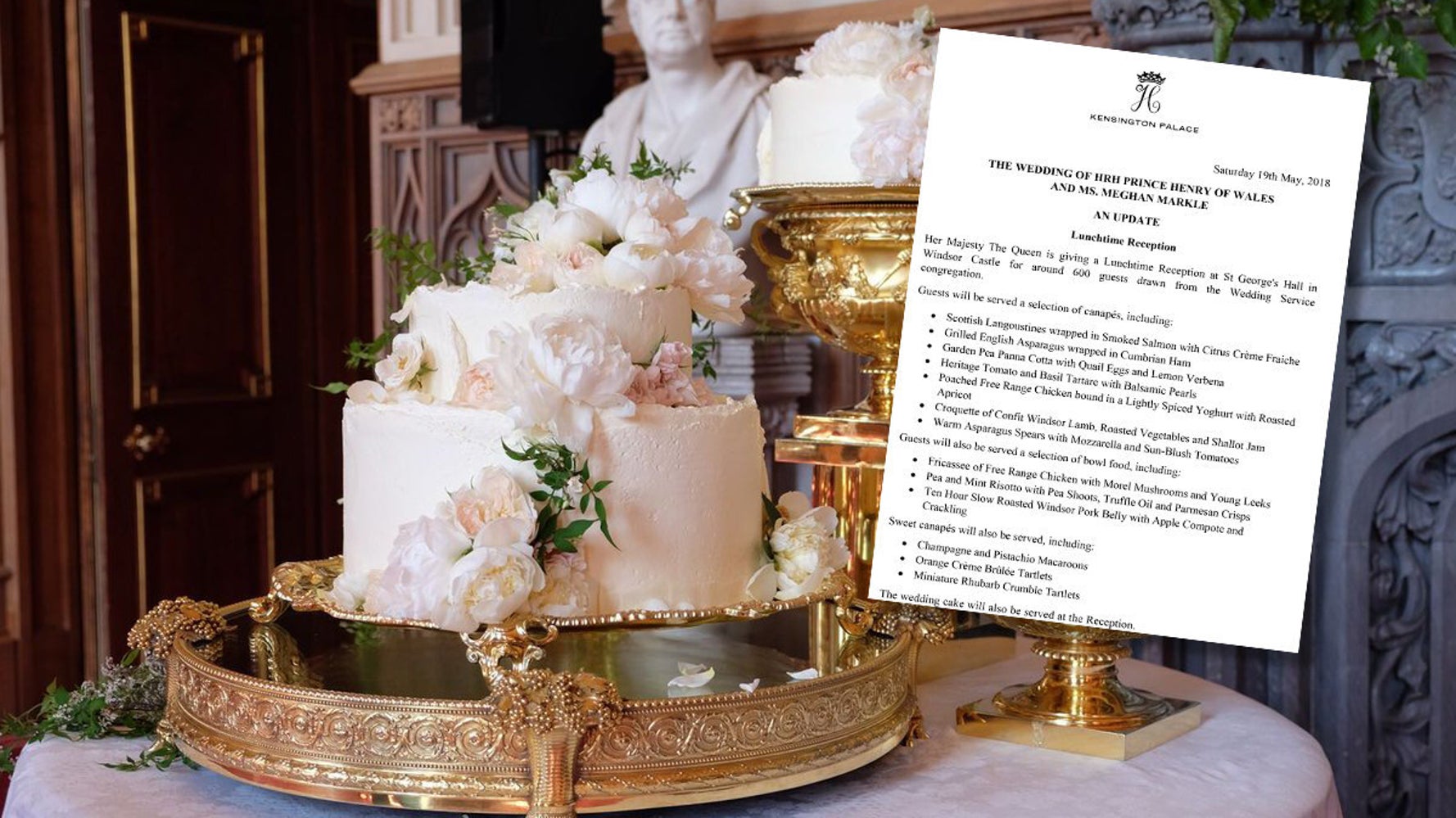 Le Gateau Et Le Menu Tres Appetissant Du Mariage Du Prince Harry Et De Meghan Markle Le Huffpost