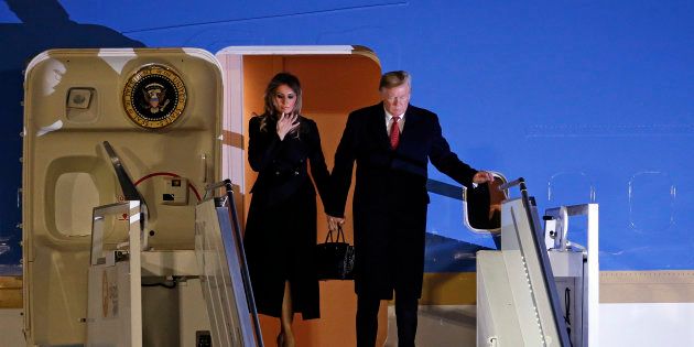 Donald Trump et Melania Trump arrivant Orly ce vendredi 9