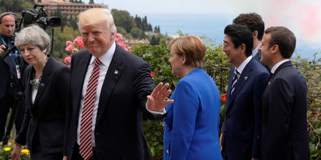 Theresa May, Donald Trump, Angela Merkel, Shinzo Abe, Justin Trudeau et Emmanuel Macron au G7 de Taormina...