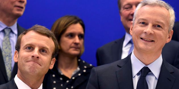 Le Président Emmanuel Macron et Bruno Le Maire, ministre de l'Economie et des