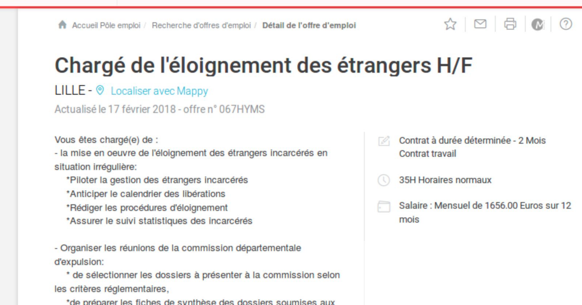 Pole Emploi Modifie L Intitule D Une Offre Polemique Pour Un Poste De Charge De L Eloignement Des Etrangers Le Huffpost