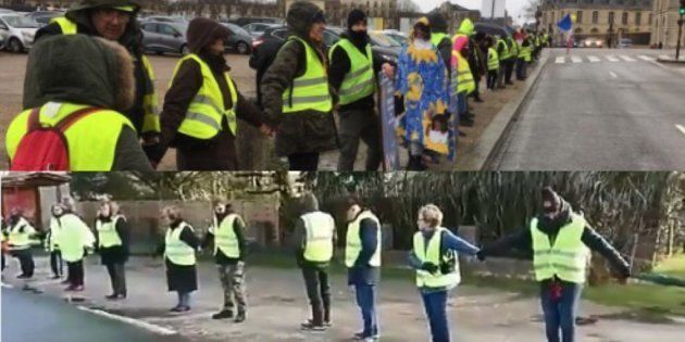 Gilets Jaunes Plusieurs Chaînes Humaines à Travers La