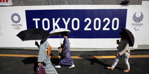 Un site olympique en construction à Tokyo le 23 mai
