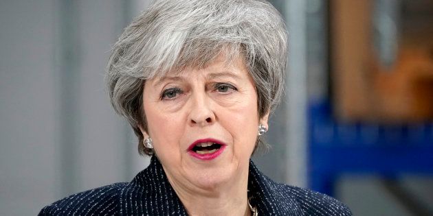 Theresa May à Grimsby en Angleterre le 8 mars