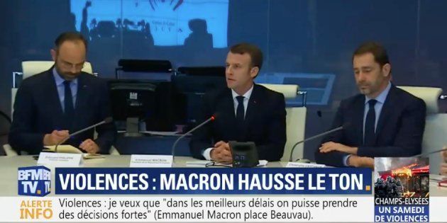 Emmanuel Macron s'est rendu à la cellule de crise du ministère de l'intérieur après l'acte 18 des gilets