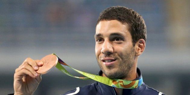 2016 Rio Olympics - Athletics - Victory Ceremony - Men's 3000m Steeplechase Victory Ceremony - Olympic...