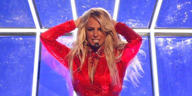 Millenium Award recipient Britney Spears performs a medley of songs at the 2016 Billboard Awards in Las...