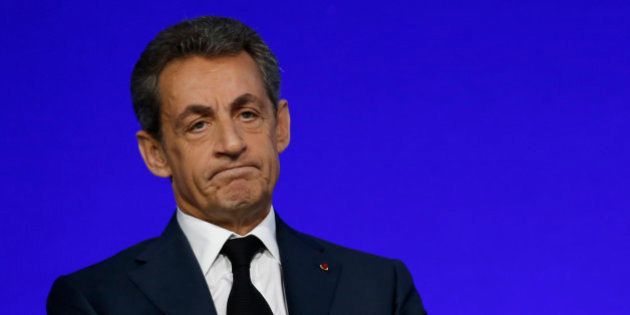 Nicolas Sarkozy, head of France's Les Republicains political party and former French President, speaks...