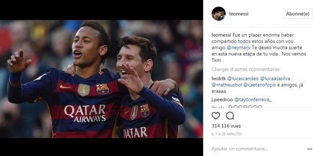 Neymar au PSG: Leo Messi souhaite à son
