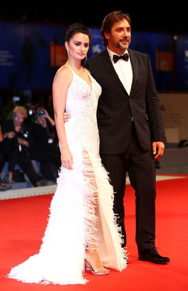 Actors Penelope Cruz and Javier Bardem pose during a red carpet event for the movie 