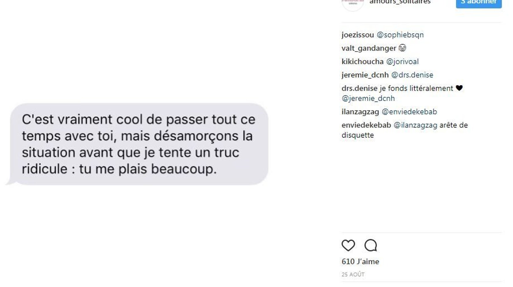 Amours Solitaires Le Compte Instagram Qui Compile Les Meilleurs Sms D Amour Le Huffington Post Life