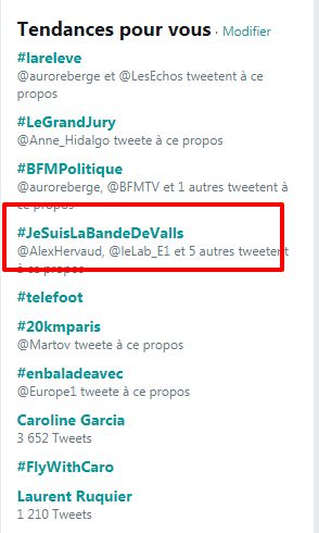 #JeSuisLaBandeDeValls: Valls fait monter un (obscur) hashtag de soutien à sa personne dans sa guerre...