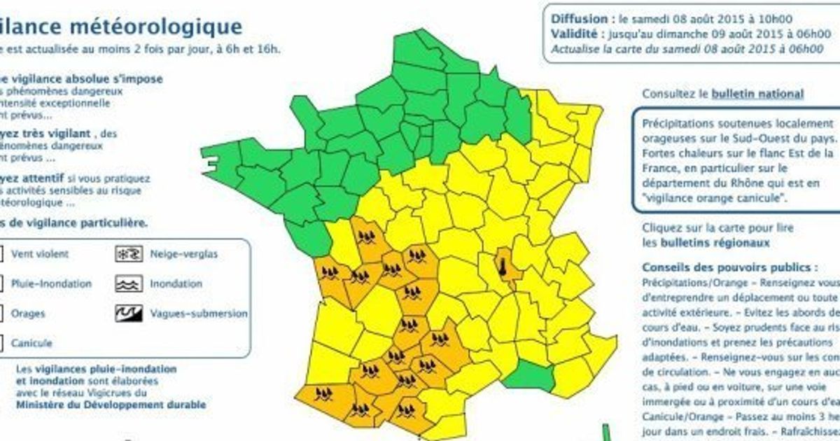 Orages: 15 départements en vigilance orange "pluie ...