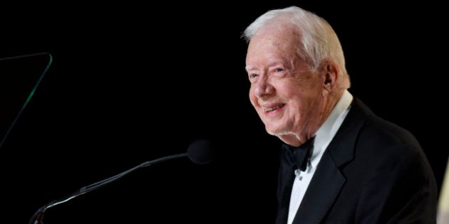 Former President Jimmy Carter speaks during his presentation of the Voice of Music Award to Trisha Yearwood...