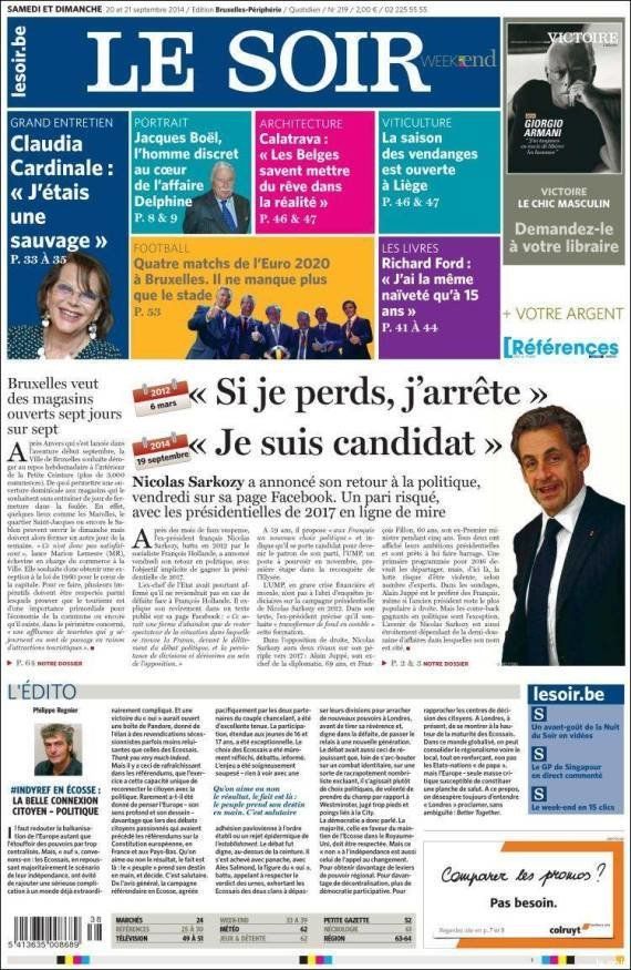 PHOTOS. Retour de Nicolas Sarkozy: la presse étrangère ne s'enflamme