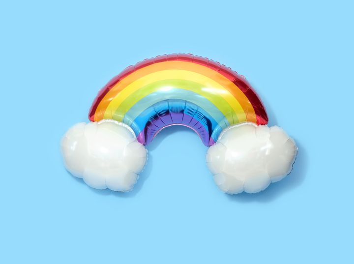 happy birthday gay pride rainbow balloon background