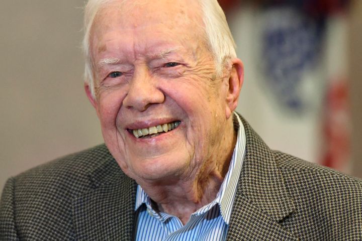 Former President Jimmy Carter, pictured here last April, was born on Oct. 1, 1924, in Plains, Georgia. On Friday he surpassed George H.S. Bush as the longest-living president in U.S. history.