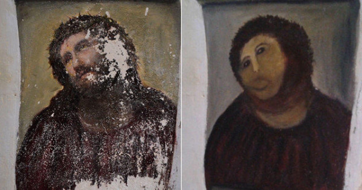 En Espagne, la restauration d'une peinture du Christ fait hurler | Le  HuffPost