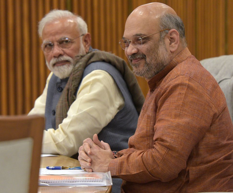 Prime Minister Narendra Modi and BJP President Amit Shah attend the BJP Central Election Committee meeting on March 19, 2019 in New Delhi. 
