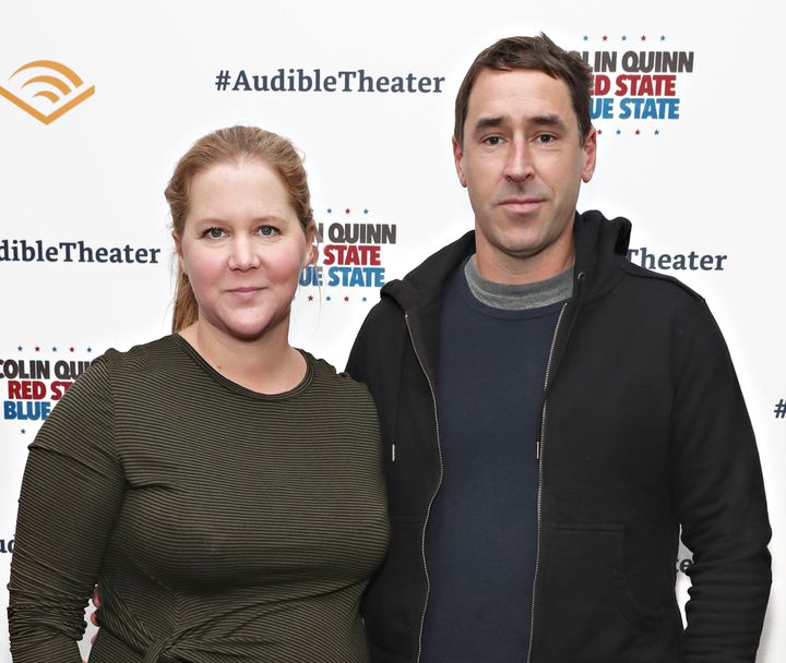 Amy Schumer and Chris Fischer attend the opening night of 'Colin Quinn: Red State Blue State' on Jan. 22 in New York City.