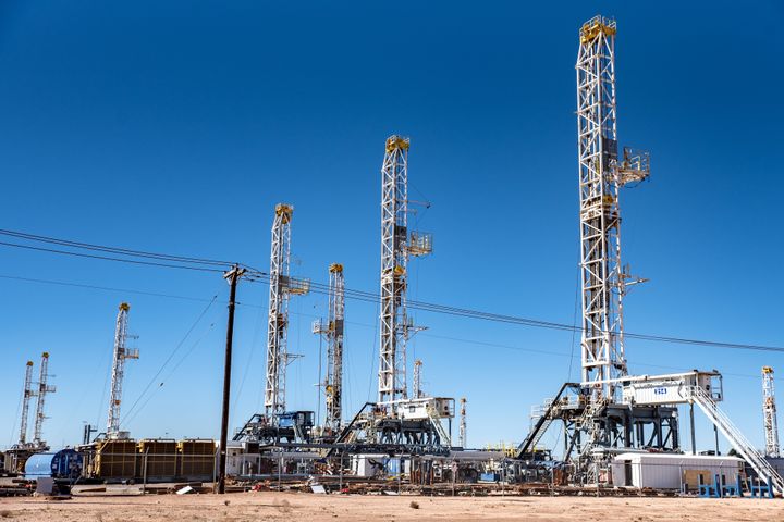 Oil rigs in the Permian Basin, near Odessa, Texas, on Jan. 19.