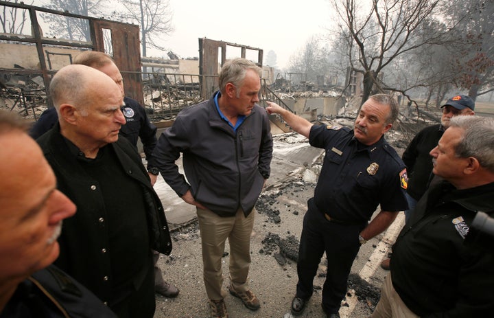 Ryan Zinke tours fire-ravaged Paradise, California, in November.