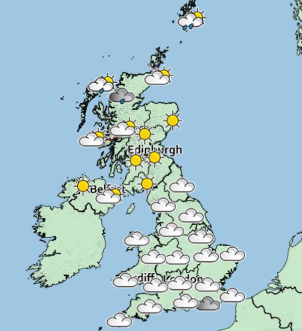 Saturday will see blustery weather move southwards leaving behind sunny spells in the north and Scotland.