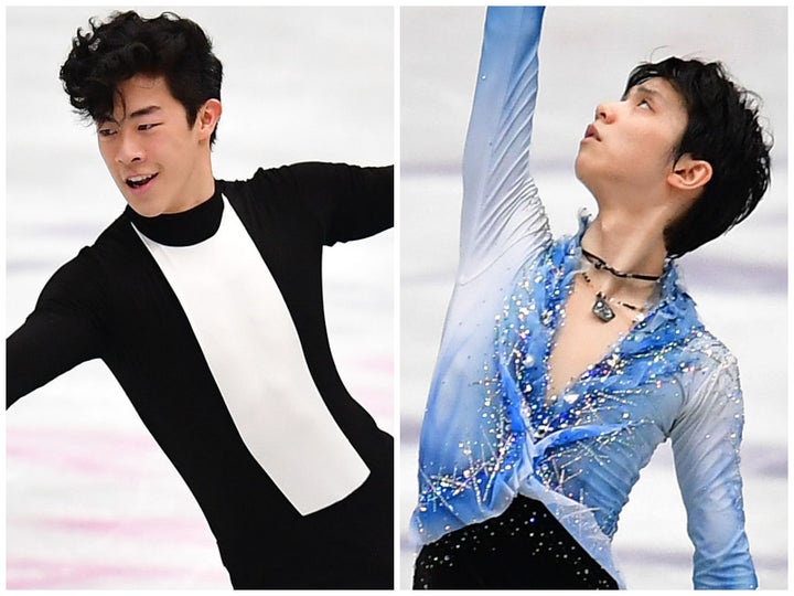 ネイサン・チェン（左）と羽生結弦（右）