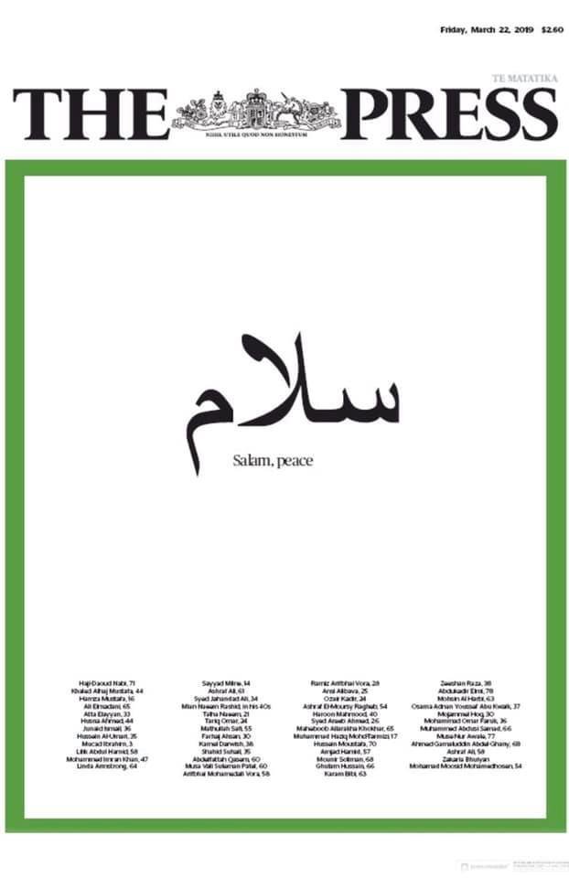 Christchurch Newspaperâ€™s Front Page Uses Arabic To Beautifully Honor Victims