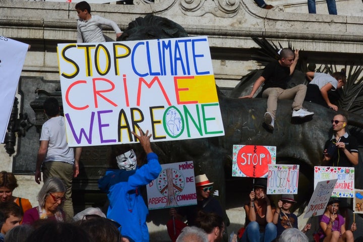 <p>Young people rally during the March for the Climate in Paris, October 2018.</p>