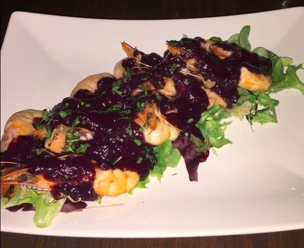 Crujiente de langostinos de la Tasca Tierras del