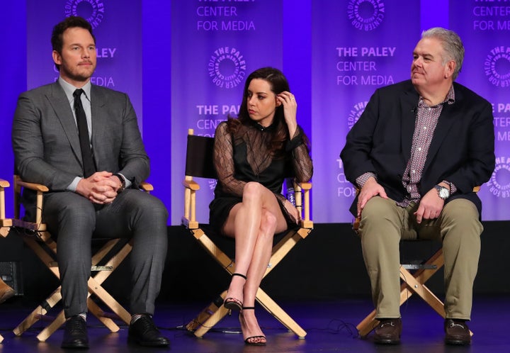 Chris Pratt, Aubrey Plaza and Jim O'Heir attend PaleyFest's “Parks And Recreation’ 10-year reunion on Thursday.