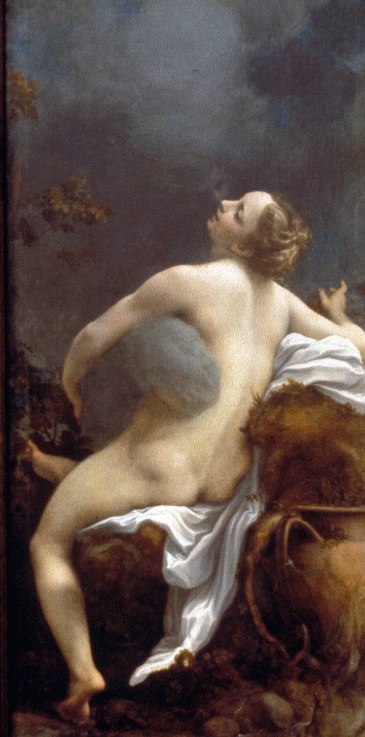 Correggio. ‘Jupiter and Io.’ 1540s. Oil on canvas. Kunsthistorisches Museum, Vienna, Austria. De Agostini Picture Library. G. Nimatallah. Bridgeman Images. 64.4 x 27.8 in.