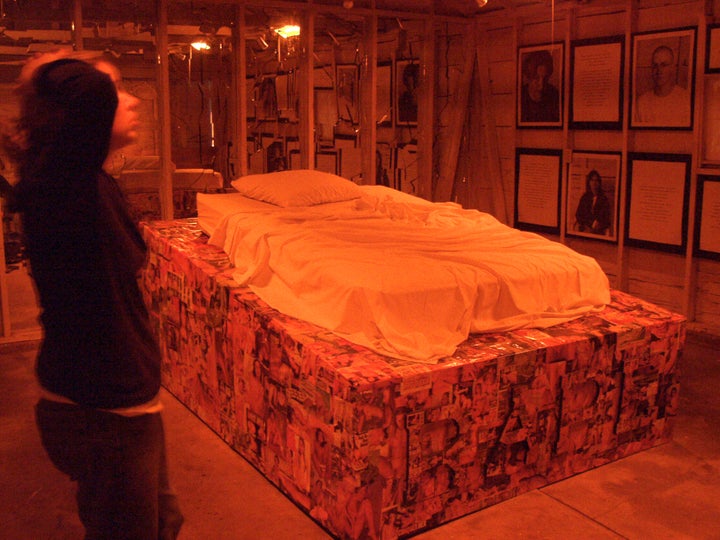 The 2002 installation ‘Rape Garage’ displayed statistics about rape, along with first-person narratives about sexual trauma.