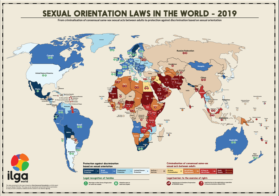 Relatório da ILGA aponta que 70 países ao redor do mundo ainda criminalizam relações...