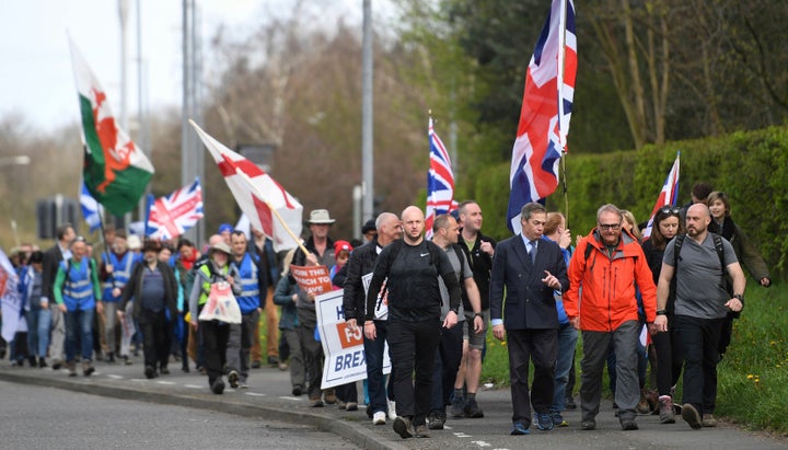 Nigel Farage leads the March to Leave demo