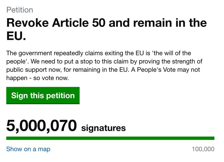 The petition surpassed 5 million signatures on Sunday.