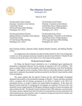 El informe del fiscal Mueller no halla vínculos entre la campaña de Trump y