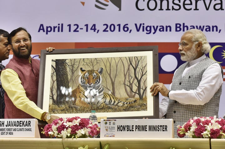 Former environment minister Prakash Javadekar (Left) faithfully pursued the controversial amendments to green laws that Prime Minister Narendra Modi (Right) desired. 