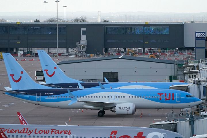 A TUI 737 MAX jet seen at Manchester airport two weeks ago. The type has been grounded by regulators across the world.