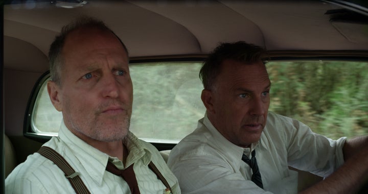 Woody Harrelson and Kevin Costner in "The Highwaymen" on Netflix.