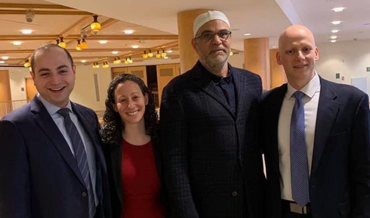 (From left) Rabbi Ari Lorge, Rabbi Stephanie Kolin, Imam Ahmed Dewidar and Cantor Daniel Mutlu pose for a photograph at Central Synagogue.