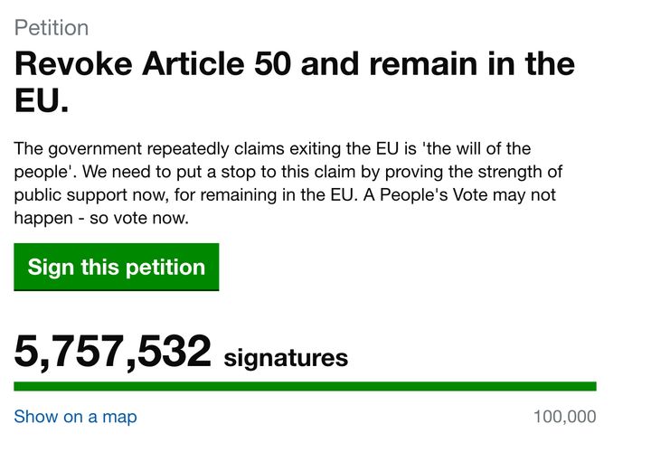 The petition as it stood on Tuesday evening.