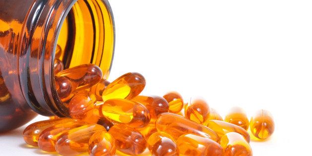fish oil capsules and container