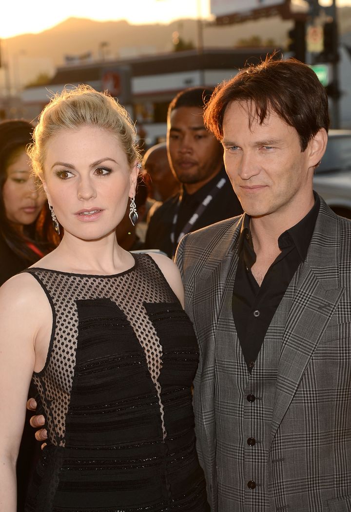 HOLLYWOOD, CA - MAY 30: Actors Anna Paquin and Stephen Moyer arrive at HBO 'True Blood' season 5 premiere held at ArcLight Cinemas Cinerama Dome on May 30, 2012 in Hollywood, California. (Photo by Jason Merritt/Getty Images)
